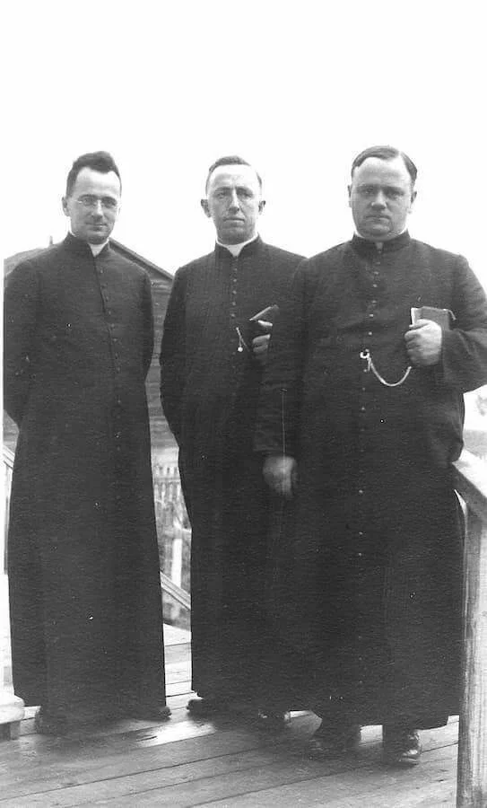 Denis Doucet with Fathers Sirois and Gallant