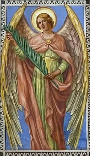 Chérubin tenant des feuilles de palmier