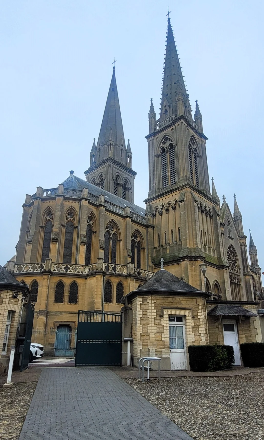 The Basilica of Notre-Dame de la Délivrande in Douvres-la-Délivrande, with its two Gothic spires