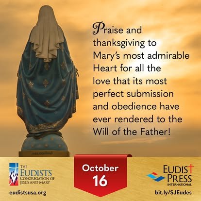 Image for October 16: praise and thanksgiving to Mary's most admirable heart